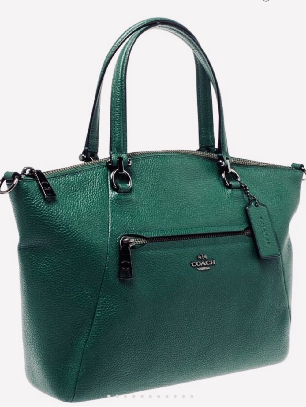 COACH Green Pebbled Leather Bag, forest green - Picture 2 of 8